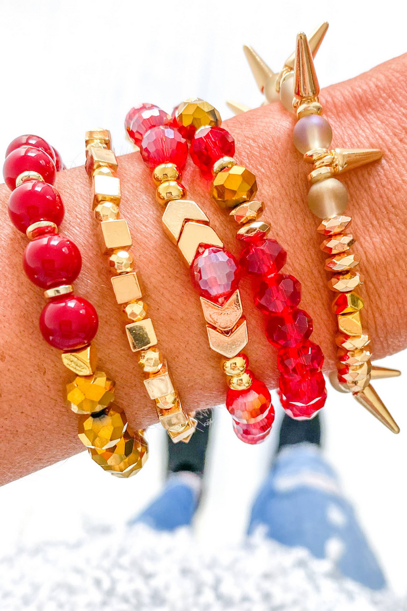 Red & Gold Bracelet Stack