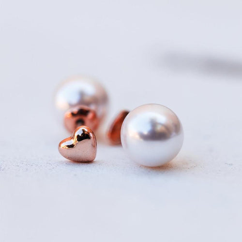 Pura Vida Pearl and Heart Double Sided Studs | Bella Lucca Boutique