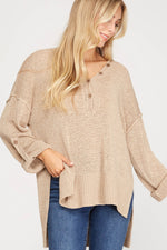 Taupe Hi Low Knit Sweater | Bella Lucca Boutique