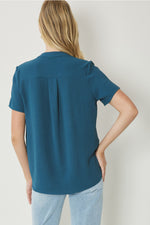 Sapphire V-Neck Placket Blouse | Bella Lucca Boutique