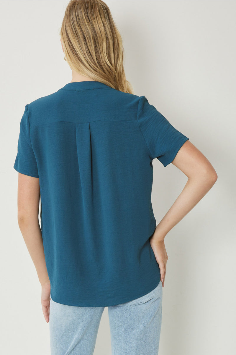 Sapphire V-Neck Placket Blouse | Bella Lucca Boutique