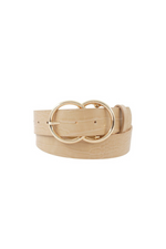 Taupe Gold Double Ring Buckle Faux Croc Belt | Bella Lucca Boutique