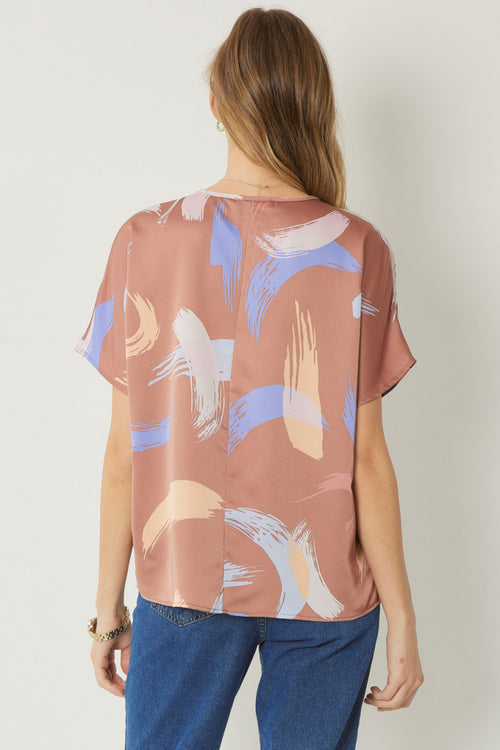 V-Neck Printed Blouse | Bella Lucca Boutique