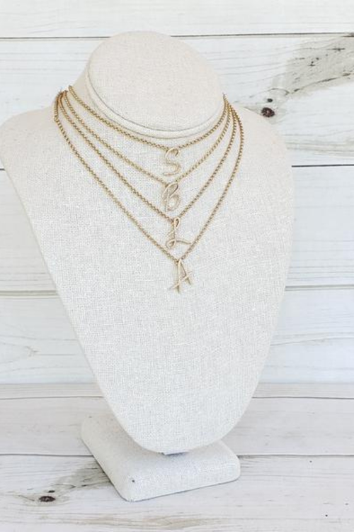 Initial F Rhinestone Necklace | Bella Lucca Boutique