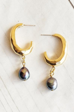 Virtue Jewelry Gold Ellipse Pearl  Earrings | Bella Lucca Boutique