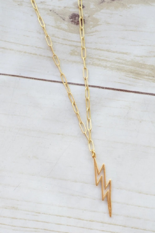 Paperclip Necklace with Lightning Bolt Charm | Bella Lucca Boutique