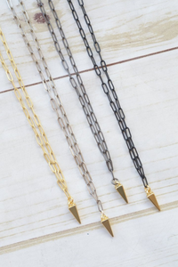 PAPERCLIP NECKLACE | GOLD PYRAMID CHARM