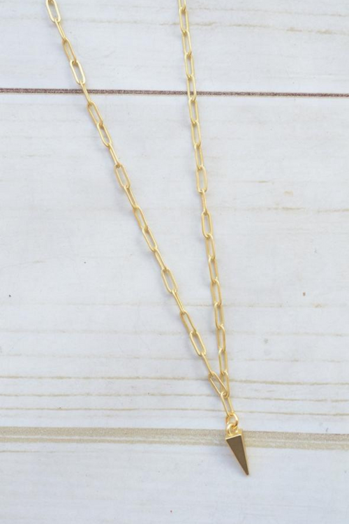 PAPERCLIP NECKLACE | GOLD PYRAMID CHARM