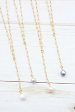 Y-DROP PAPERCLIP NECKLACE | MINI PEARL CHARM