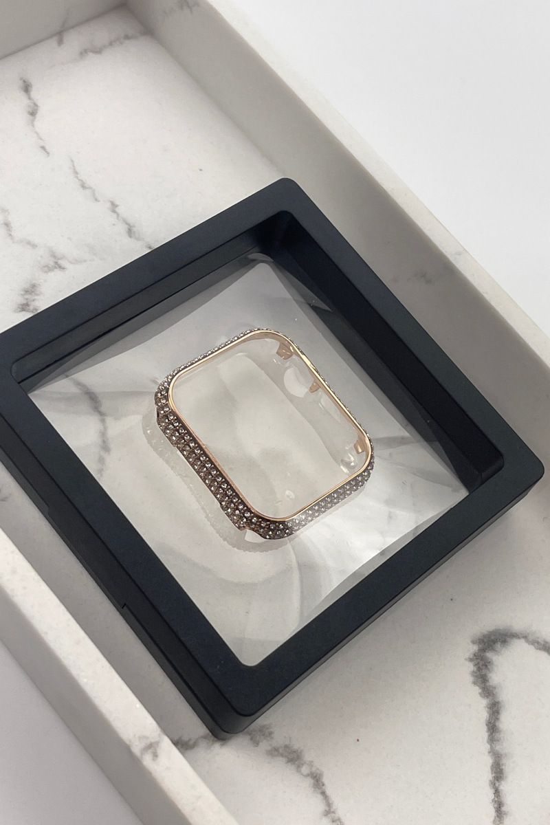 Rose Gold Crystal CZ Apple Watch Face Plate Bumper | Bella Lucca Boutique All Rights Reserved