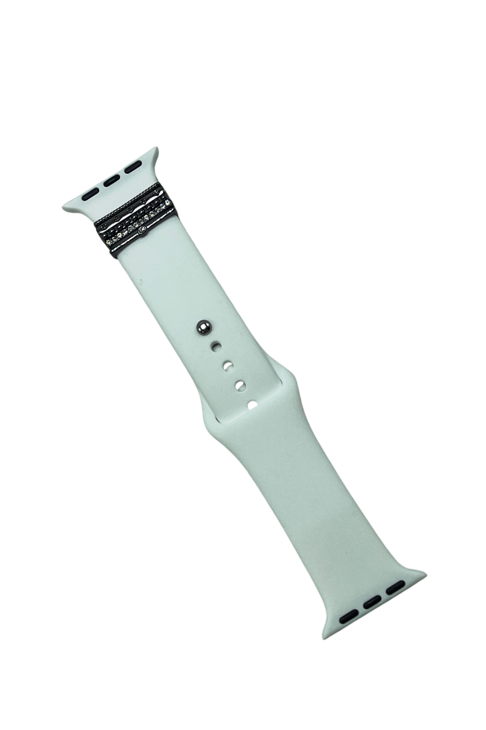 White Silicone Apple Watch Band with Gunmetal Accent Rings | Bella Lucca Boutique All Rights Reserved
