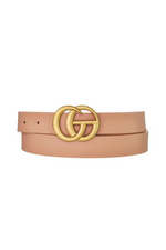 Warm Blush Faux Leather Belt with Matte Gold Metal Buckle | Bella Lucca Boutique