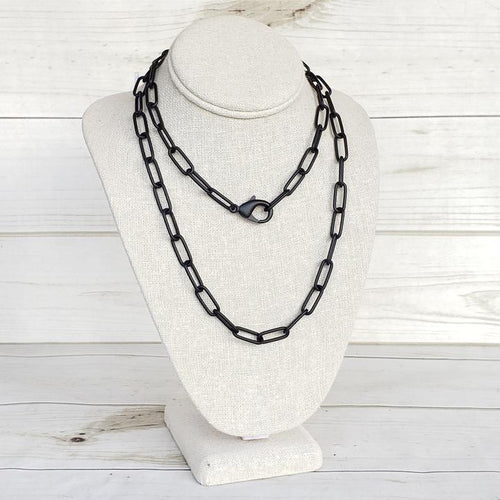 XL Long Paperclip Necklace | Black