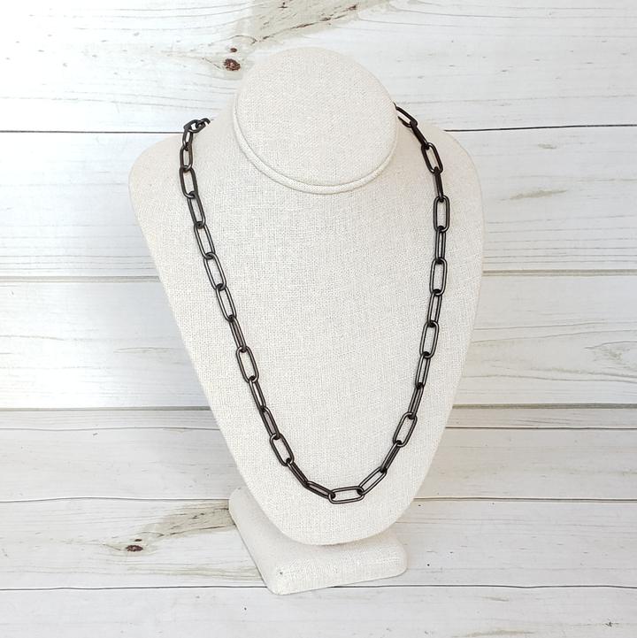 XL Paperclip Necklace | Gunmetal