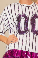 Sequin Jersey Purple Game Day Top LSU