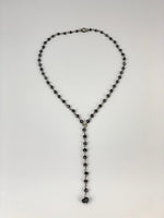 Forget Me Not Beaded Lariat Necklace-Black
