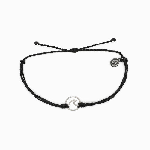 Pura Vida Silver Wave Charm Bracelet | Black
