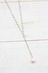 Y-DROP PAPERCLIP NECKLACE | MINI PEARL CHARM