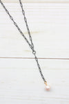 Y-DROP PAPERCLIP NECKLACE | MINI PEARL CHARM