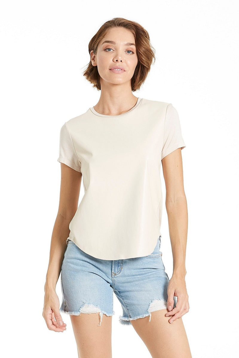 Another Love Elaina Top Bone Ivory Faux Leather | Bella Lucca Boutique