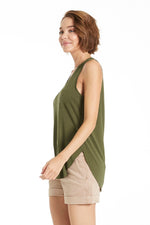 Another Love Esther Tank V-Neck Pocket Chive | Bella Lucca Boutique
