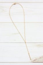 Virtue Jewelry Gold Paperclip Y-Drop Necklace with Gold Hammered Tube | Bella Lucca Boutique