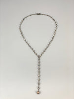 Forget Me Not Beaded Lariat Necklace-Grey Moonstone