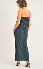 Emerald Green Silky Strapless Maxi Dress | Bella Lucca Boutique