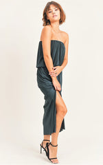 Emerald Green Silky Strapless Maxi Dress | Bella Lucca Boutique