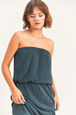 Emerald Green Silky Strapless Maxi Dress | Bella Lucca Boutique