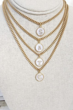 Monogram Initial Curb Chain Necklace-Bella Lucca Boutique