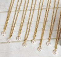 Monogram Initial Curb Chain Necklace-Bella Lucca Boutique
