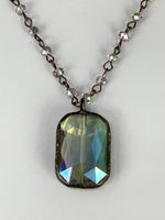 Camellia Long Crystal Drop Necklace-Iridescent