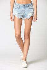 Hidden High Rise Shorts Super Frayed Denim Jean | Bella Lucca Boutique