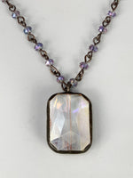 Camellia Long Crystal Drop Necklace-Lilac