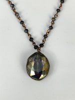 Camellia Long Crystal Drop Necklace-Matte Slate