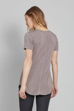 Megan V-Neck Tee-Driftwood Grey