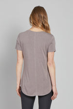 Megan V-Neck Tee-Driftwood Grey
