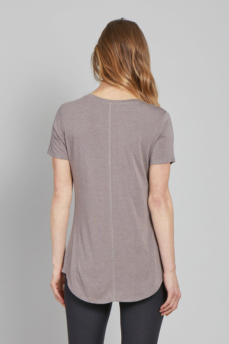 Megan V-Neck Tee-Driftwood Grey