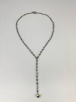 Forget Me Not Beaded Lariat Necklace-Mystic Pyrite