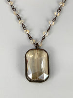 Camellia Long Crystal Drop Necklace-Pale Champagne