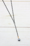 Y-DROP PAPERCLIP NECKLACE | MINI PEARL CHARM