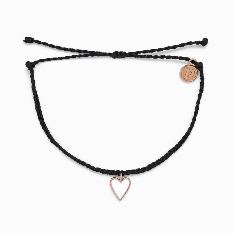 Pura Vida Petite Heart Charm Bracelet Black | Bella Lucca Boutique