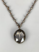 Camellia Long Crystal Drop Necklace-Pewter Grey
