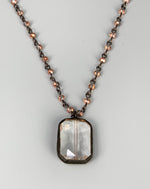 Camellia Long Crystal Drop Necklace-Rose Gold