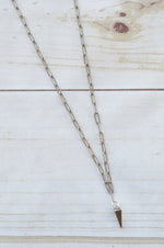 Virtue Jewelry Paperclip Silver Necklace With Silver Pyramid Charm | Bella Lucca Boutique