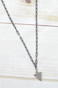 Virtue Jewelry Black Paperclip Clip Necklace With Triangle Charm | Bella Lucca Boutique