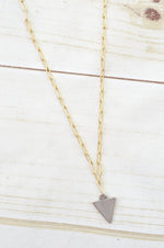 Virtue Jewelry Gold Paperclip Clip Necklace With Triangle Charm | Bella Lucca Boutique