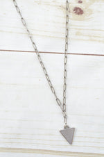 Virtue Jewelry Silver Paperclip Clip Necklace With Triangle Charm | Bella Lucca Boutique