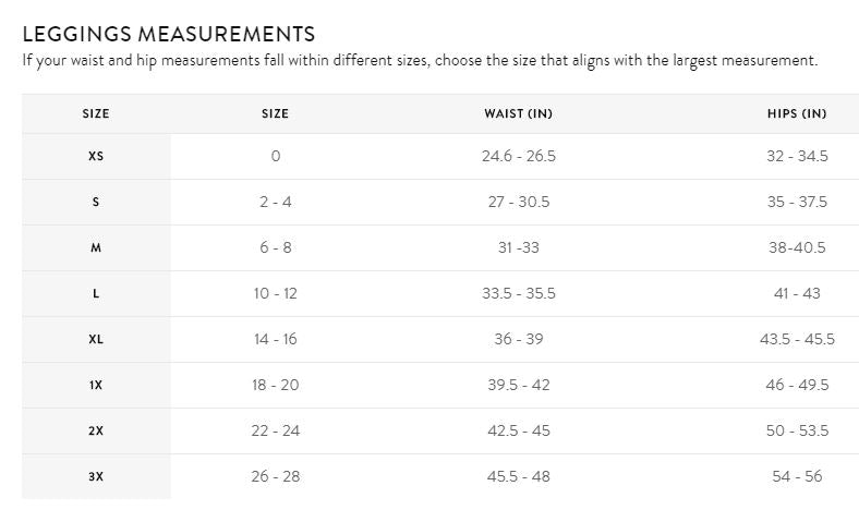 Spanx PETITE Faux Leather Leggings-Size Chart